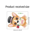 Cartoon Corgi Wandtattoo mit Zylinder und Rose, Produktgröße ca. 29x24 cm groß - Gentleman Corgi mit Rose / 24*29cm