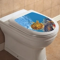 Detail van waterdichte toiletsticker met zeeschildpad en koraalrif voor de badkamer - Koraalrif Tropische Vis (M-35)