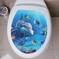 3D Onderwaterwereld toiletdeksel sticker met dolfijnen, vissen en koraalrif patroon - Onderwater Dolfijnen (M-38)