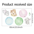 Detaillierte Übersicht der Aquarell Wandsticker Elefant Bär Flusspferd mit Maßangaben - Cartoon Tier Ballon (FX-E54) / 35*60cm