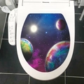 Outer space galaxy planet toilet seat cover sticker with colorful cosmic nebula pattern - Starry Sky Planets (M-45)