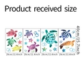 Detailed view of four ocean turtle wall stickers showing product dimensions and layout - 29x40cm (Set of 4)