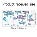 Layout details of watercolor sea turtle and jellyfish wall stickers measuring 60x30 cm - 30*60cm Layout