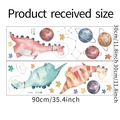 Dimensioni dettagliate per adesivi murali dinosauro astronauta in due fogli da 90x30cm - 30x90cm x 2 PZ