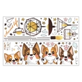 Détail d'autocollants muraux de chiens Corgi et lampes modernes avec texte Sweet Life - 30x90cm (2 Feuilles)