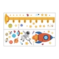 Detailed view of astronaut and rocket wall stickers for kids growth height chart - Space Theme