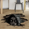 Pegatina 3D de Halloween con mujer fantasma sin ojos emergiendo de grietas del suelo - Estilo Cara de Fantasma Saliendo del Suelo (halloween024)