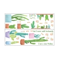 Detailweergave van de aquarel cactus muurstickers met motiverende Engelse tekst en potten - 30*90CM*2PCS Lay-out