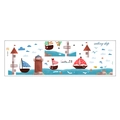 Detailed layout of nautical wall stickers with sailing ships and red lighthouses - 30*90CM Layout