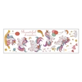 Stickers muraux licorne aquarelle avec arc-en-ciel et cœurs pour chambre d'enfant - 30x90cm