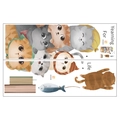 Wandtattoo-Set mit niedlichen Katzenfiguren in Orange und Grau und Yearning For Life Spruch - 30x90cm x 2 Stücke