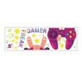 Detail view of Gamer Freak wall decals with colorful controller and yellow stars elements - 30*90CM Layout