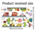 Detailliertes Größenlayout für Wandsticker mit Zeichentrickfahrzeugen und Tieren fürs Kind - 30*90CM*2PCS Layout