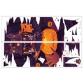 Layout del foglio di adesivi per Halloween con zucche, castelli e fantasmi decorativi - 30*90cm*2pcs