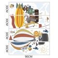 Muurstickers met cartoon dieren en luchtballon voor kinderkamer decoratie, 30x90cm lay-out - Cartoon Dieren Avontuur (MG9048+MG9049)