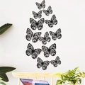 12er-Set schwarze 3D-Hohlraum-Schmetterlings-Wandaufkleber für moderne Wohndekoration - Schwarz