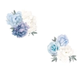 Close-up detail of watercolor blue and purple peony wall stickers on white background - FX64108 Style