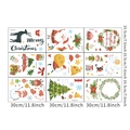 Detailed view of nine Christmas window stickers featuring Santa Claus and snowman patterns - Cartoon Christmas Theme Set of Nine (xmas014) / 19.5*30cm*9