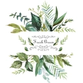 Detail showing watercolor green leaves and berries for artistic wall decoration - 40x60cm Layout