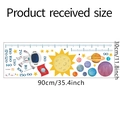 Detail of cartoon astronaut space height chart wall sticker showing planets and scale - 30*90cm