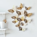 Adesivi murali a farfalla 3D oro con motivi floreali intagliati al laser per decorazioni - Oro