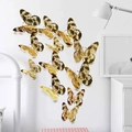 Set di adesivi murali farfalle 3D dorati per decorazioni domestiche in varie dimensioni - Oro