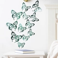 Detail of 3D cutout butterfly wall stickers showing gradient green hollow wing textures - Green (LK07 Green)