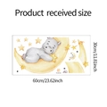 Detailed size specifications for a self-adhesive cartoon moon and hippo wall sticker - 30x60cm Layout