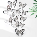 3D hohle silberne Schmetterling Wandaufkleber mit lasergelesenen Mustern in Sets - Silber (LK07-Silber)