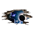 Adesivo per pavimento 3D galassia con effetto muro rotto realistico nei toni del blu e viola - Universo Stellato (FX82007)