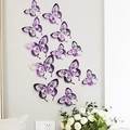 Detailed 3D hollow butterfly wall stickers in metallic purple on a light gray wall - Purple (LK07 Purple)