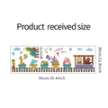 Detailed view of cartoon animal train wall decal showing dimensions 90cm by 30cm - 30*90CM Layout