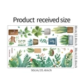 Detail of two tropical plant wall decals featuring cacti and monstera on PVC sheets - 30x90cmx2(MG9144)
