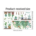 Detailed dimensions of self-adhesive green plant and succulent wall decals for home decor - 30x90cm Two Sheets Layout