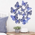 3D hohle Schmetterlinge Wandsticker in Marineblau aus Perlpapier für DIY Deko - Blau