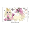 Adesivo murale principessa e unicorno dimensioni 60x35cm per cameretta bambine - Layout 30*60cm