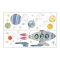 Stickers muraux dinosaure espace et fusée avec planètes pour chambre d'enfant - Ensemble de Deux Feuilles / Style Dinosaure de l'Espace