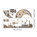 Detalle de pegatinas de pared de Ramadán con mezquita y luna, tamaño 30x90 cm - Tamaño de Diseño