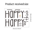 Gedetailleerde afmetingen voor Think Happy muursticker van 39cm bij 30cm groot - Engelse Slogan (FX-A71) / 39*30