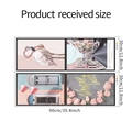 Dimensioni dettagliate del set di 4 decorazioni murali con fenicotteri e fiori rosa - Layout 30x90cm x 2