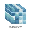 Blue retro mosaic tile stickers set of 6pcs, 20x20cm waterproof self-adhesive wall decals - 20x20cm*6 Pieces (Blue Mosaic Vintage Style)