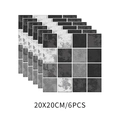 Dettaglio di 6 adesivi murali 20x20cm con motivo marmo grigio in stile industriale - Stile Mosaico Nero Bianco Grigio (CZ02)