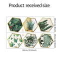 Detail showing two sheets of cactus and tropical plant hexagonal wall stickers 90x30cm - Tropical Plant Series