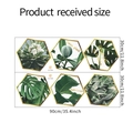 Détails de stickers muraux hexagonaux avec feuilles de monstera et fleurs, planche 90x60cm - Taille de Mise en Page