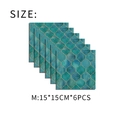 Dettagli dimensioni piastrelle adesive a squame verde scuro, set da 6 pezzi 15x15cm - Motivo a Scaglie di Pesce Verde Scuro (CZ-DZ512) / Confezione Standard