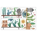 Adesivi murali con cactus e gatti carini, varianti MG9084A e MG9084B per decoro - Combinazione Di Gattino E Cactus (MG9084)