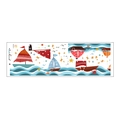Wandaufkleber mit nautischen Motiven, Segelbooten und Meerestieren für das Kinderzimmer - 30*90CM Layout