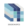 Dettaglio di un set da 6 adesivi per piastrelle a mosaico blu in 20x20cm impermeabili - 20*20cm