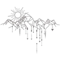Detailansicht Wandtattoo geometrische Berge und Sonne mit Stamm-Pfeil-Elementen - 45*60cm*2pcs
