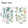 Detailliertes Blattlayout für Wandaufkleber mit grünen Blättern und Blumen, 45x60cm groß - 45*60cm*2pcs